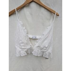 Urban Outfitters Womens Out From Under Caroline Ruffle Triangle Bra Top L Ivory